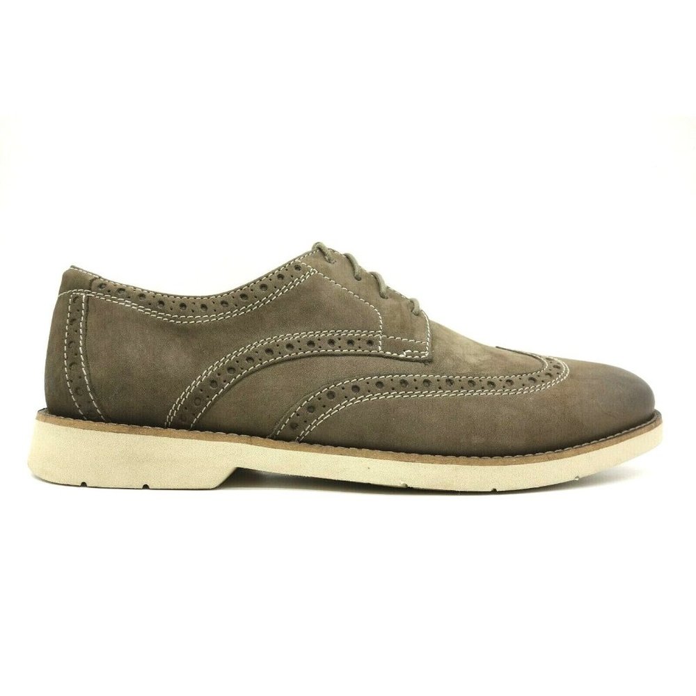 Bostonian Taupe Leather Lace Up Wingtip Oxfords Shoes Men's 12 M